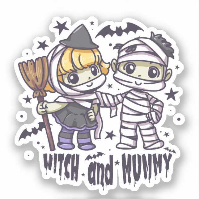 Sticker Jolie sorcière et maman (Recto)