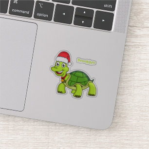 Sticker Jolie tortue en chapeau de Père Noël