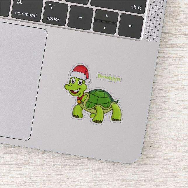 Sticker Jolie tortue en chapeau de Père Noël (Détail)