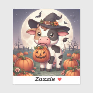 Sticker Jolie vache sorcière Halloween