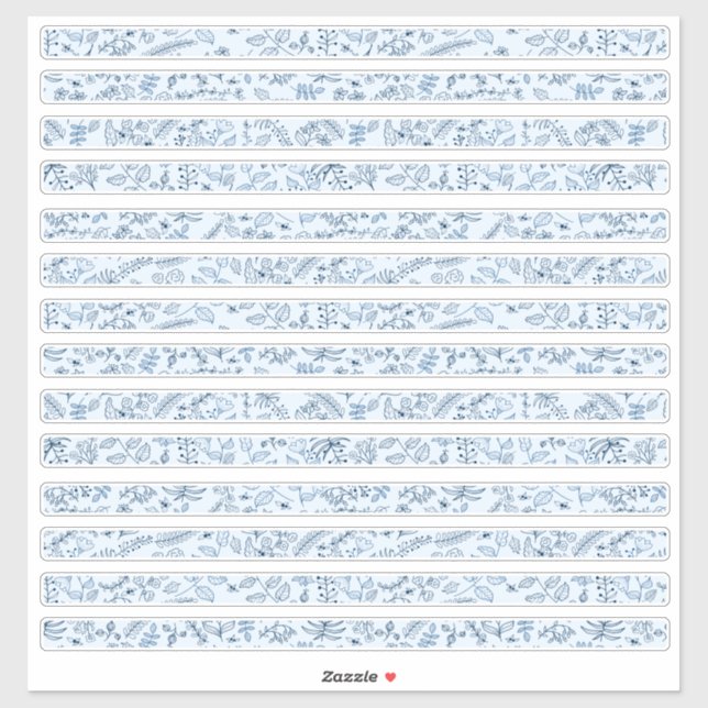 Sticker Jolies bordures florales en bleus boho (Feuille)