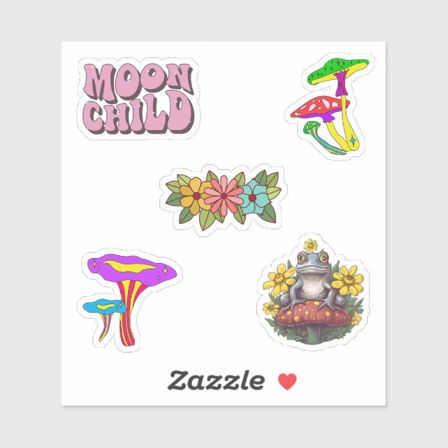 Sticker Jolies champignons Illustration de la nature Scrap (Feuille)