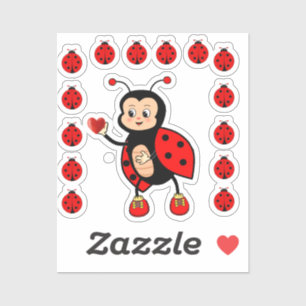 Sticker Jolies coccinelles et cœur 
