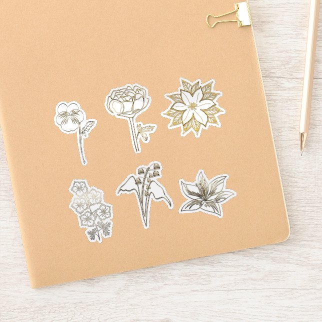 Sticker Jolies fleurs abstraites dorées Partie 2 (Carnet)