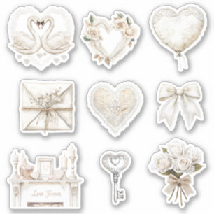Sticker Jolies lettres d'amour romantiques Roses