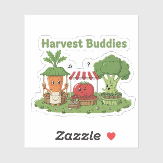 Sticker Jolis compagnons de récolte amis légumes d'agricul (Feuille)