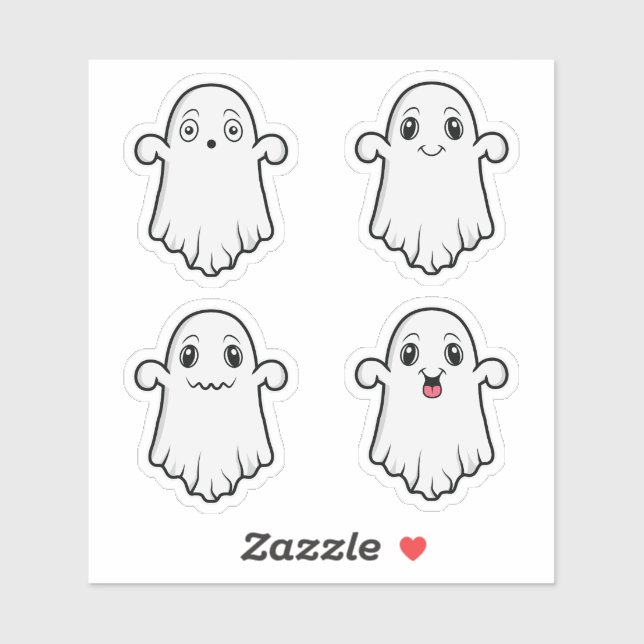 Sticker Jolis fantômes avec différentes expressions Hallow (Feuille)