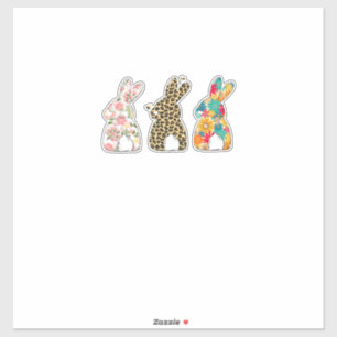 Sticker Jolis lapins de Pâques Léopard Bunny et Flower Bun