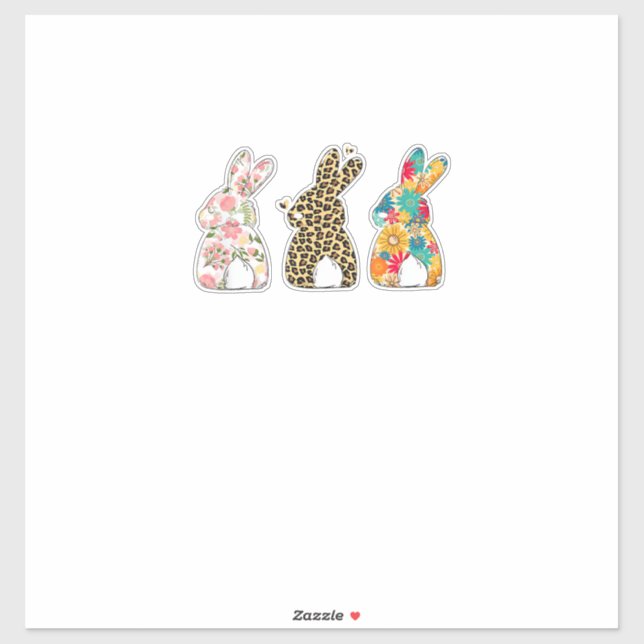 Sticker Jolis lapins de Pâques Léopard Bunny et Flower Bun (Feuille)