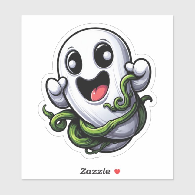 Sticker Jolly Ghost - Style de dessin animé (Feuille)