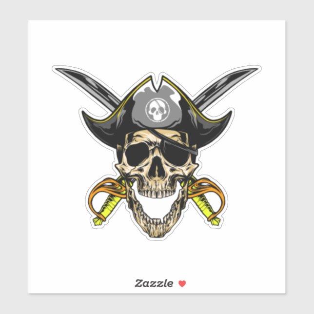 Sticker Jolly roger crâne pirate (Feuille)