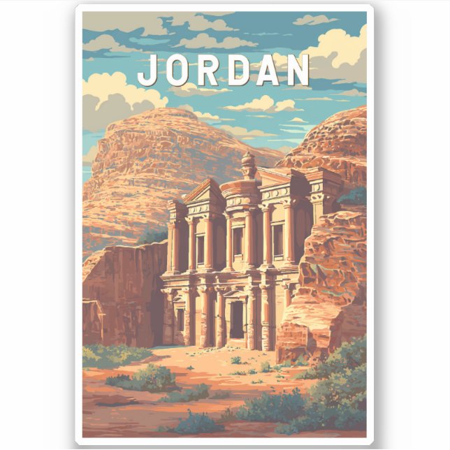 Sticker Jordan Illustration Travel Art Vintage (Devant)