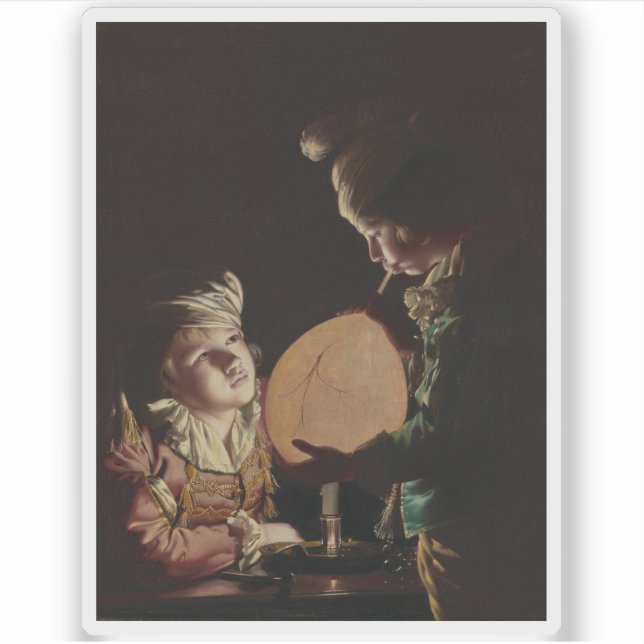 Sticker Joseph Wright de Derby - Deux garçons avec une éch (Devant)