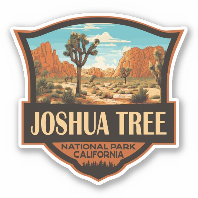 Sticker Joshua Tree National Park Illustration Retro (Devant)