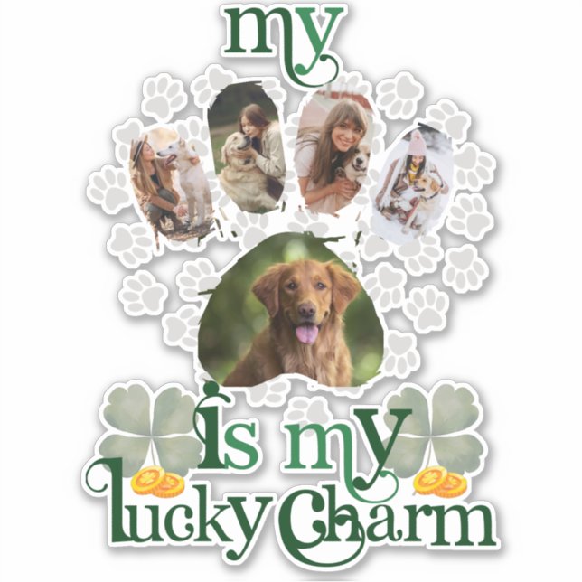 Sticker Jote Custom Paw Photos Chien St Patrick's Day (Devant)