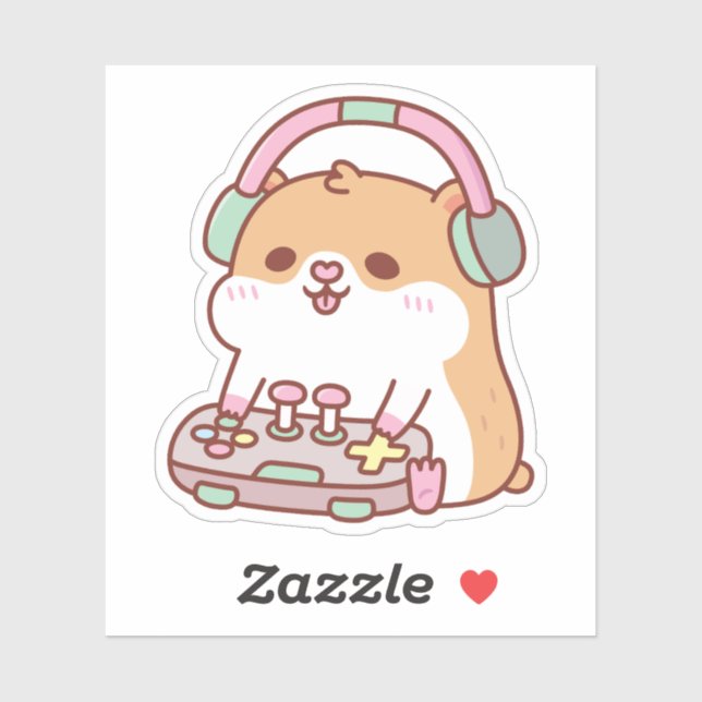 Sticker Jote Gamer Hamster Jouer à des jeux vidéo (Feuille)