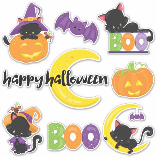 Sticker Jote Halloween Black Cats Contour (Devant)