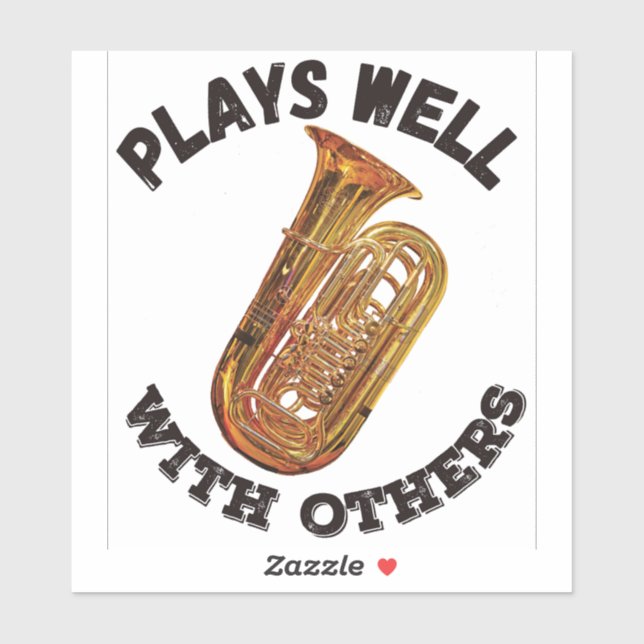 Sticker Joue bien avec les autres - Tuba (Feuille)