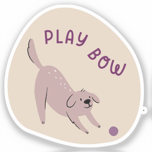 Sticker Jouer arc mignon chien illustré tan et violet (Recto)