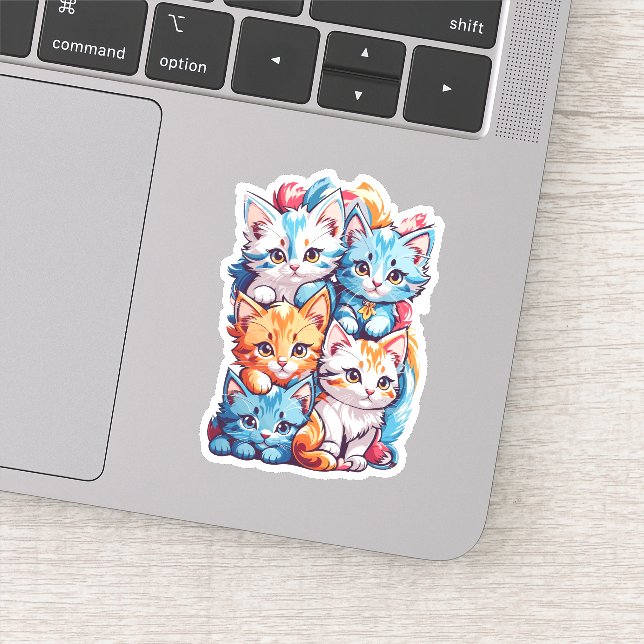 Sticker Jouer Cute Kawaii Kitties (Détail)