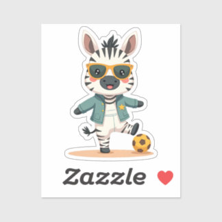 Sticker Jouer Soccer Zebra | Star du sport de Kawaii