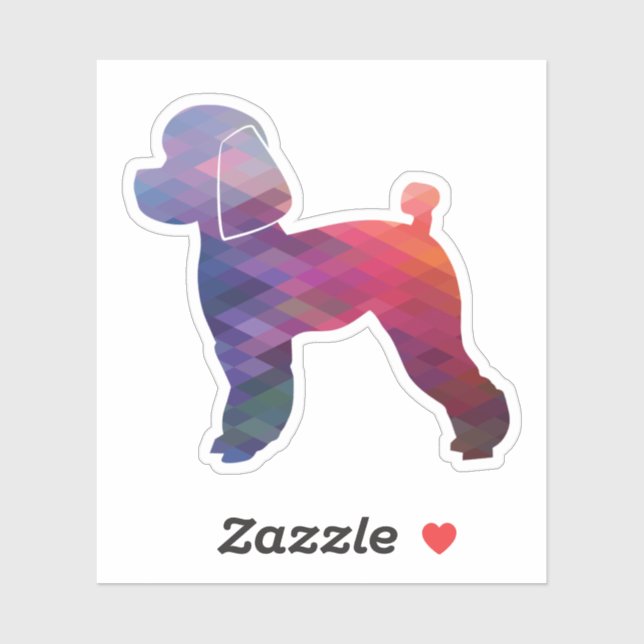 Sticker Jouet Poodle Chien Geo Silhouette Violet (Feuille)