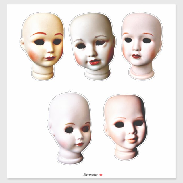 Sticker Jouets déplaisants à tête de poupée (Feuille)