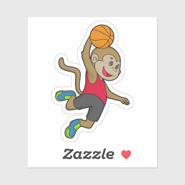 Sticker Joueur de basket-ball singe (Feuille)