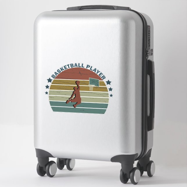 Sticker joueur de basketball slunk retro coucher de soleil (Sur valise)