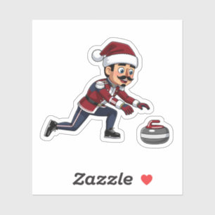 Sticker Joueur de curling Casse-Noisette Fêtes Sports d'h