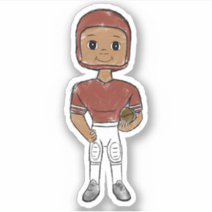 Sticker joueur de football rétro vintage marron rouge simp