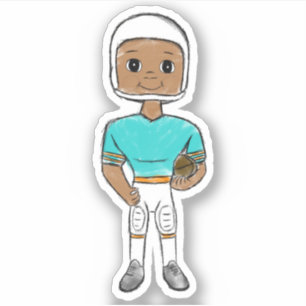 Sticker joueur de football rétro vintage turquoise orange