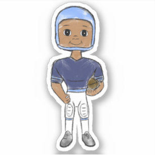 Sticker joueur de football vintage rétro bleu marine simpl