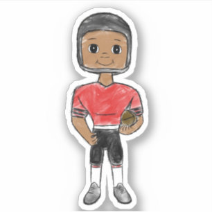 Sticker joueur de football vintage rétro noir rouge simple