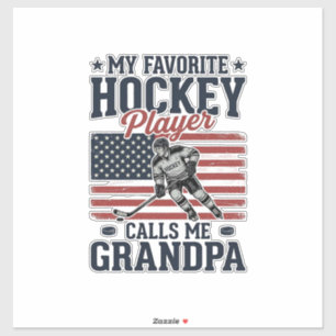Sticker Joueur de hockey préféré m'appelle grand-père vint