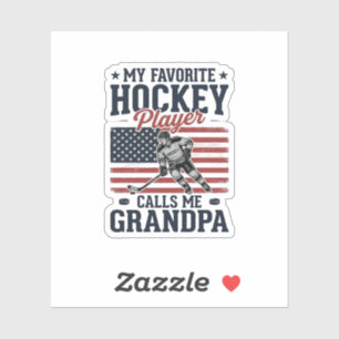 Sticker Joueur de hockey préféré m'appelle papy vintage Sh
