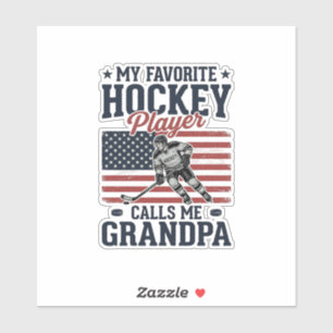 Sticker Joueur de hockey préféré m'appelle papy vintage Sh