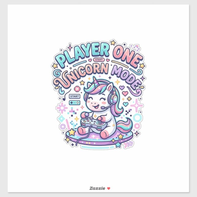 Sticker Joueur de licorne Un mode licorne Style rétro Grap (Feuille)