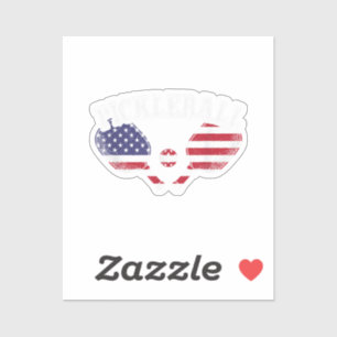 Sticker Joueur de Pickleball avec Drapeau Américain Vintag