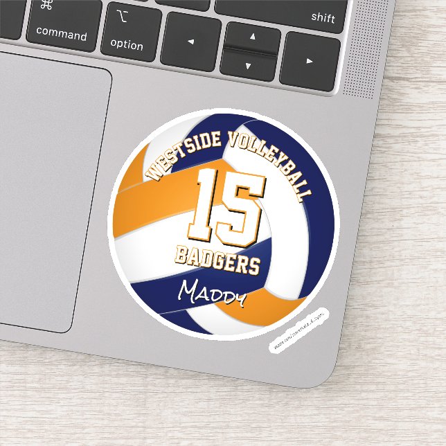 Sticker joueur de volley-ball bleu orange (Détail)
