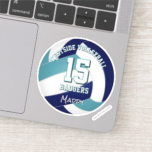 Sticker joueur de volley-ball bleu turquoise