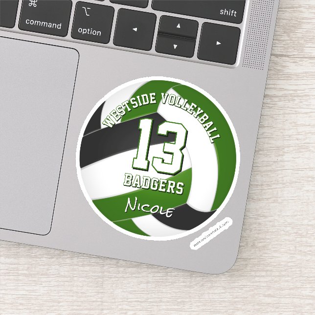 Sticker joueur de volley-ball couleur verte noire (Détail)