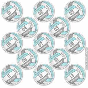 Sticker joueur de volley-ball gris turquoise clair ensembl