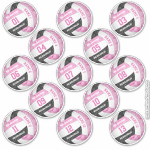 Sticker joueur de volley-ball noir rose girly noms ensembl