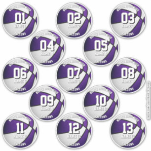Sticker joueurs de basketball blanc violet noms personnali