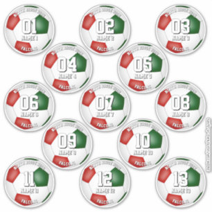 Sticker joueurs de football couleurs d'équipe rouge vert e
