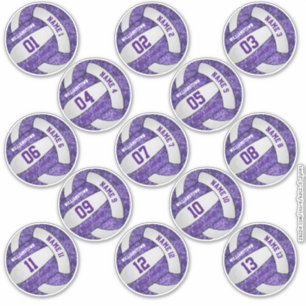 Sticker joueurs de volley-ball blanc violet girly noms per