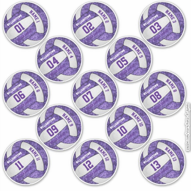 Sticker joueurs de volley-ball blanc violet girly noms per (Devant)