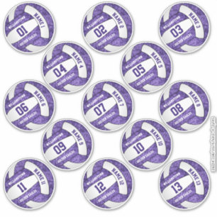 Sticker joueurs de volley-ball blanc violet girly noms per