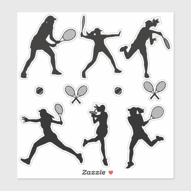 Sticker Joueuse De Tennis En Noir Et Blanc (Feuille)